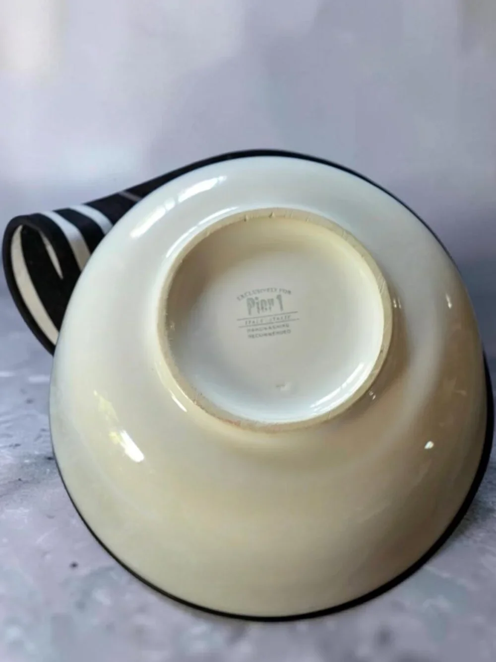 Vintage PIER 1 RARE Wide Rim White Ceramic Bowl 10.5
